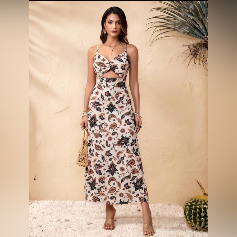 Floral Cutout Maxi Dress
